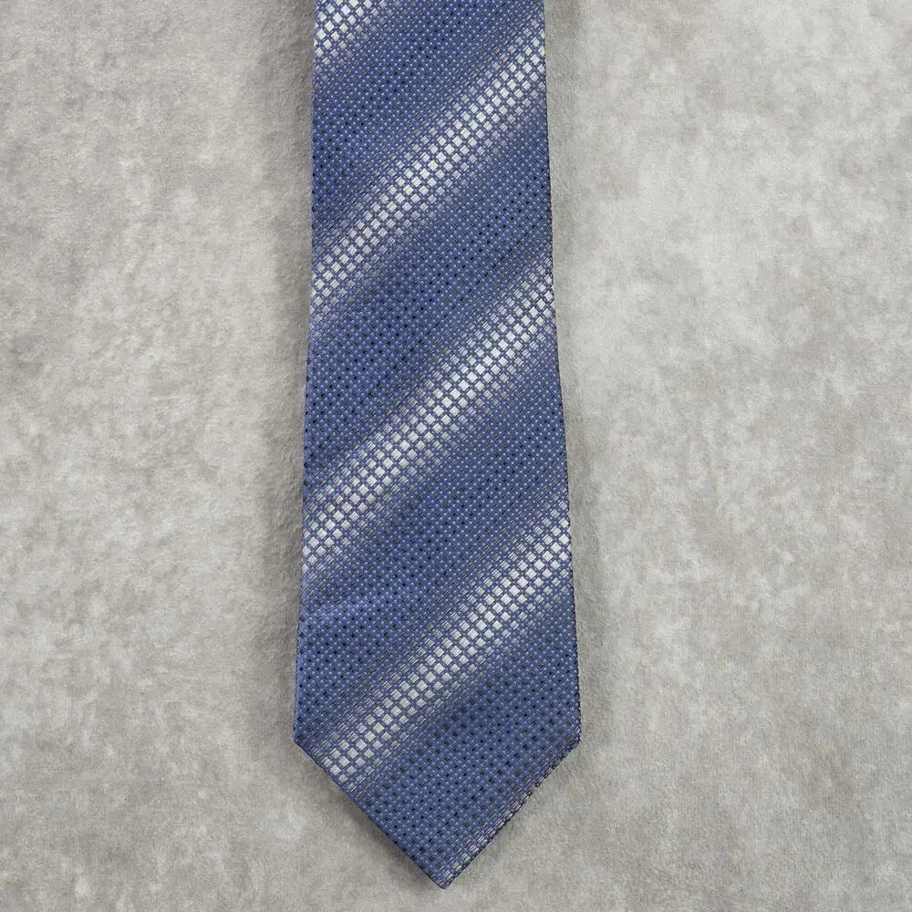 Kenneth Cole New York Blue Gray Black Executive Silk Geometric Neck Tie‎ Mens OS